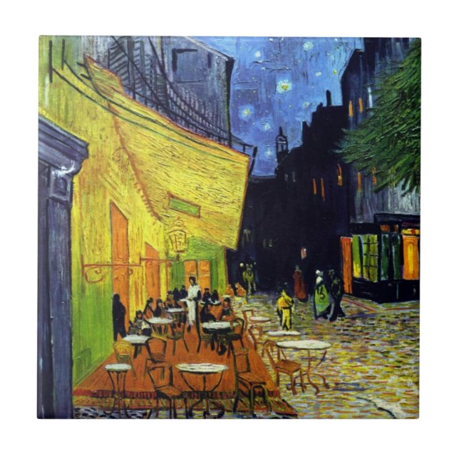 Cafe Terrace at Night by Vincent Van Gogh Tile (Front)
