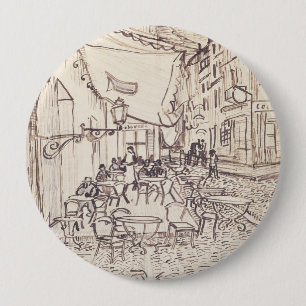 Cafe Terrace at Night, Fine Art Sketch, Van Gogh 10 Cm Round Badge