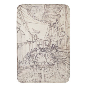 Cafe Terrace at Night, Fine Art Sketch, Van Gogh Bath Mat