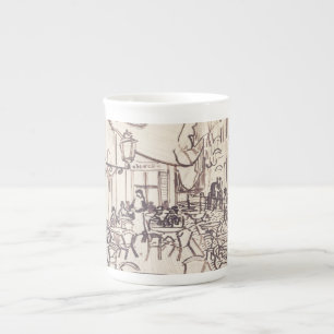 Cafe Terrace at Night, Fine Art Sketch, Van Gogh Bone China Mug