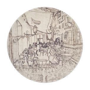 Cafe Terrace at Night, Fine Art Sketch, Van Gogh Cutting Board