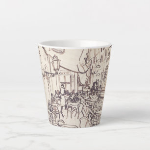 Cafe Terrace at Night, Fine Art Sketch, Van Gogh Latte Mug