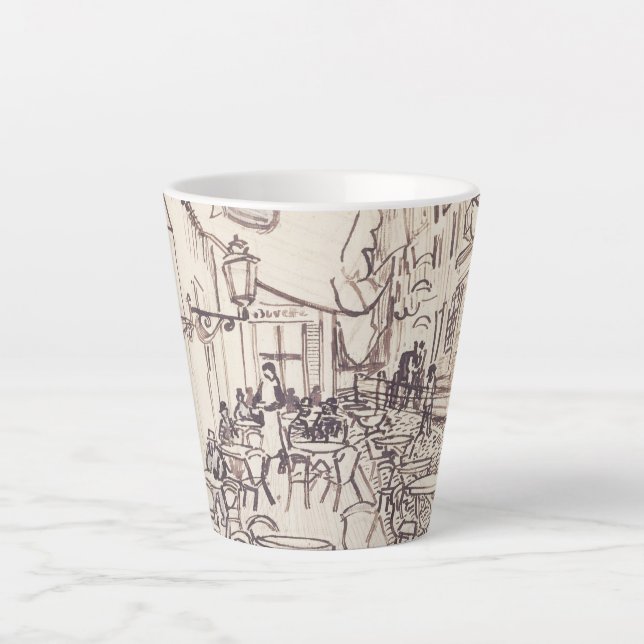 Cafe Terrace at Night, Fine Art Sketch, Van Gogh Latte Mug (Front)
