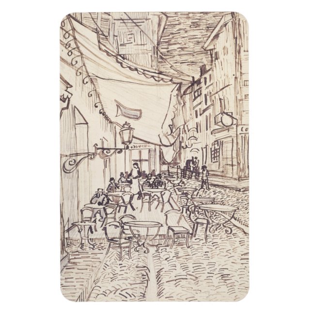 Cafe Terrace at Night, Fine Art Sketch, Van Gogh Magnet (Vertical)