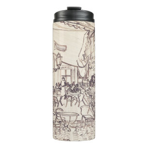 Cafe Terrace at Night, Fine Art Sketch, Van Gogh Thermal Tumbler