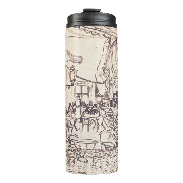Cafe Terrace at Night, Fine Art Sketch, Van Gogh Thermal Tumbler (Front)