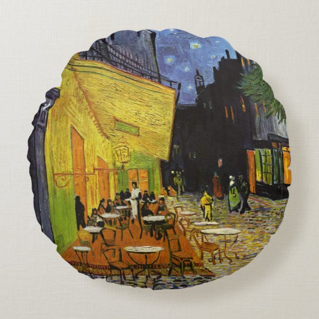 Cafe Terrace at Night Van Gogh  Round Cushion (Front)