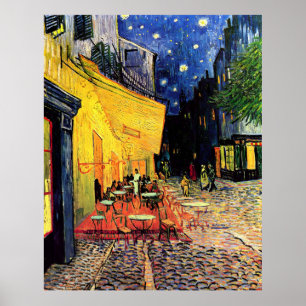 Café Terrace at Night Vincent Van Gogh High Poster
