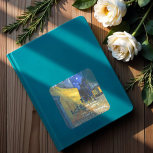 Café Terrace by Vincent Van Gogh Square Sticker