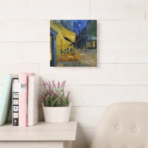 Café Terrace by Vincent Van Gogh  Square Wall Clock