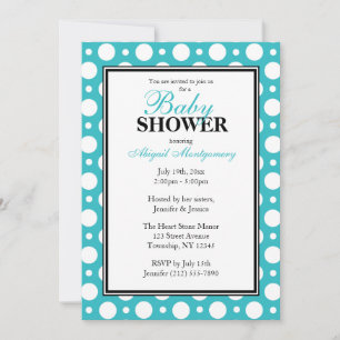 Cafe Turquoise Assorted Polka Dots Baby Shower Invitation