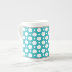 Cafe Turquoise Assorted Polka Dots Bone China Mug