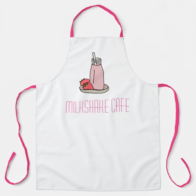 Cafe waitress milkshake pink and white apron (Front)