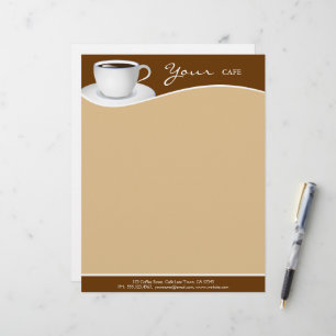 Cafe White Cup Coffee Shop Business Letterhead Template