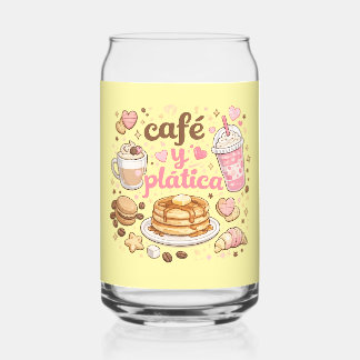 Café y Plática Cute Iced Coffee Glass Can Cup