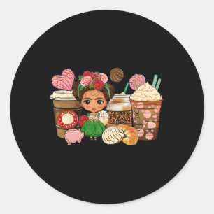Cafecito Y Chisme Coffee Cups Mexico Cinco De Mayo Classic Round Sticker