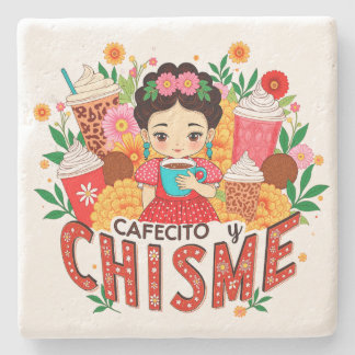 “Cafecito y Chisme” Latina Coffee Lover Stone Coaster