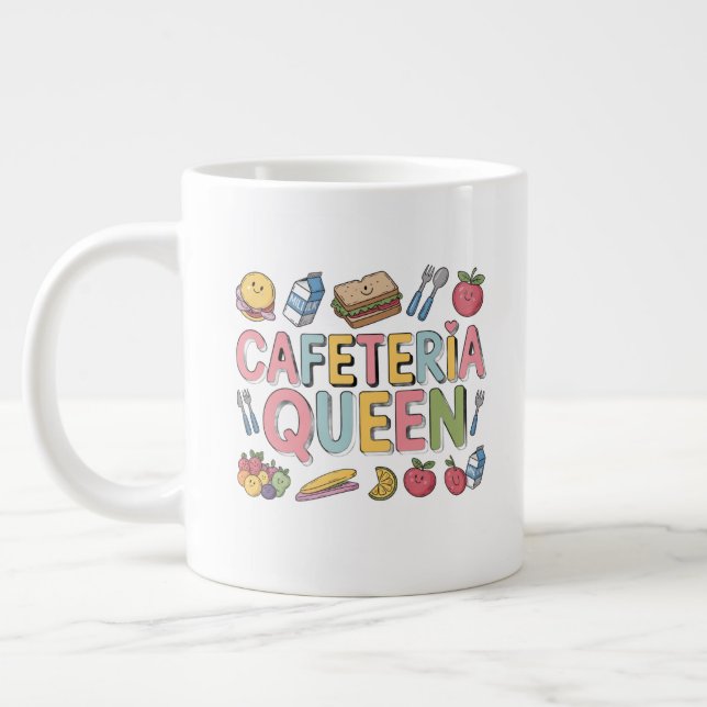 Cafeteria Queen Large Coffee Mug (Left)