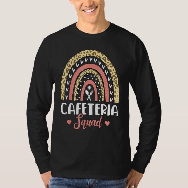 Cafeteria Squad Boho Rainbow Leopard Lunch Lady Cr T-Shirt (Front)