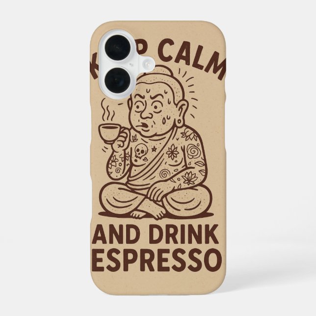 Caffeinaated Call iPhone 16 Case (Back)