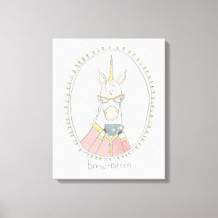 Caffeinated Cutie   Brew Unicorn Canvas Print