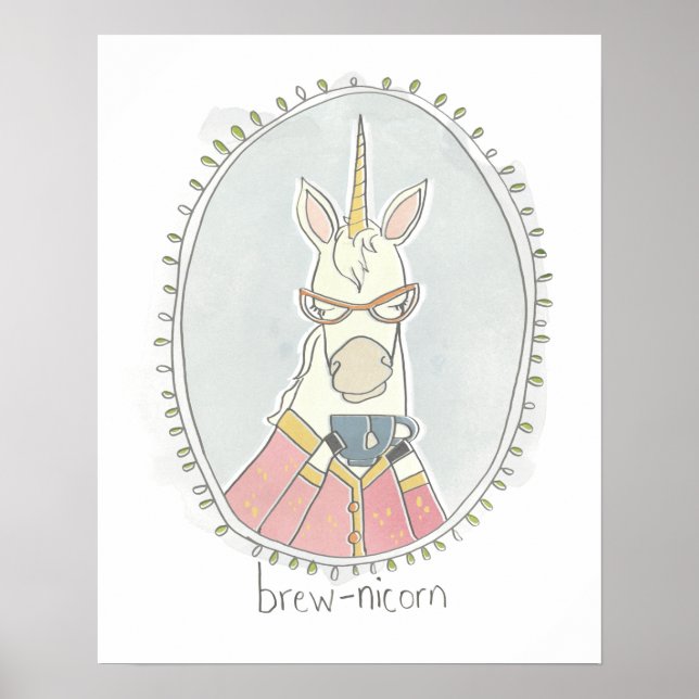 Caffeinated Cutie | Brew Unicorn Poster (Front)