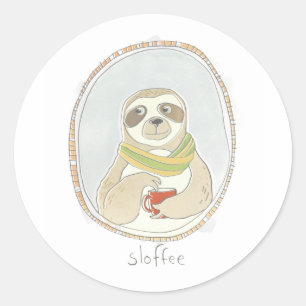 Caffeinated Cutie   Sloffee Classic Round Sticker