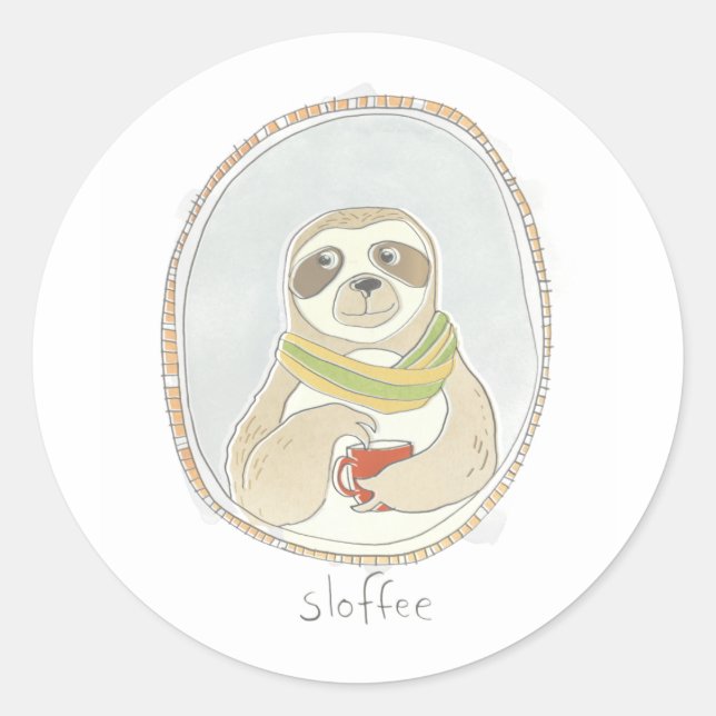 Caffeinated Cutie | Sloffee Classic Round Sticker (Front)