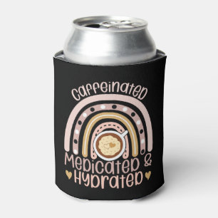 Caffeinated Medicated Hydrated Rainbow Funny Nurse Can Cooler