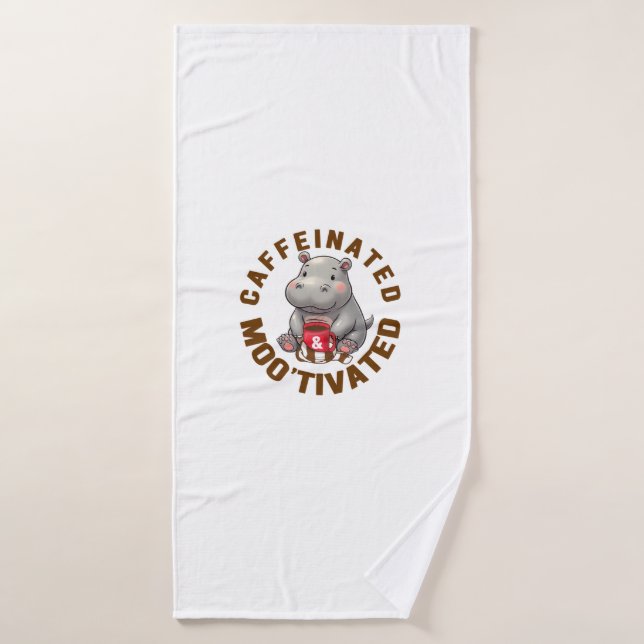 Caffeinated & Moo'tivated Funny Moo-Deng, Love, Co Bath Towel (Bath Towel)