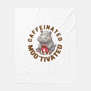 Caffeinated & Moo'tivated Funny Moo-Deng, Love, Co Fleece Blanket