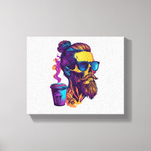 Caffeinated Skull – Funny Barista Skeleton Canvas Print