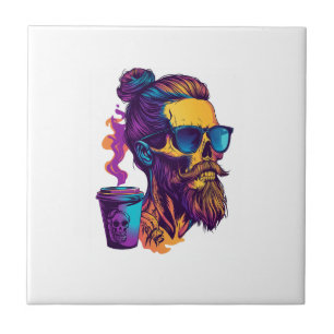 Caffeinated Skull � Funny Barista Skeleton Tile