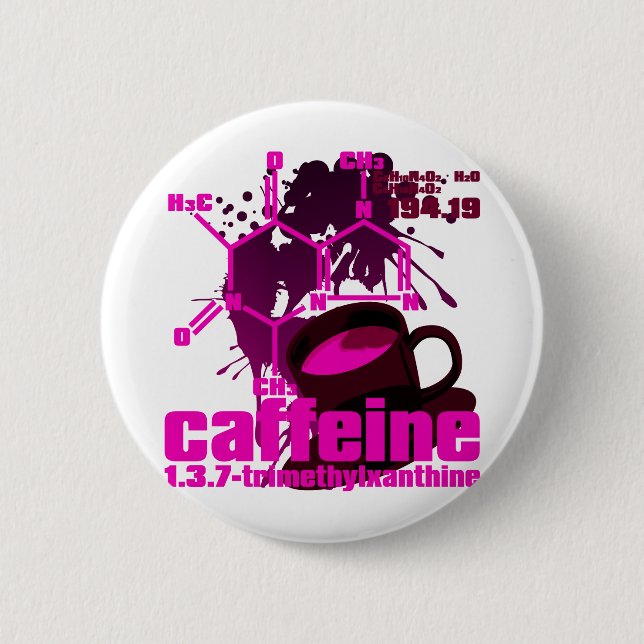 Caffeine 6 Cm Round Badge (Front)