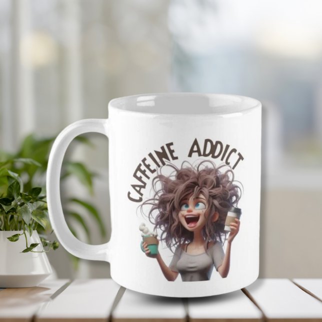 Caffeine Addict - Crazy Caffeine Lady Coffee Mug (Creator Uploaded)