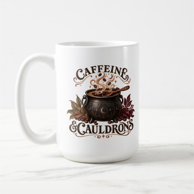 Caffeine and Cauldrons Coffee Mug (Left)