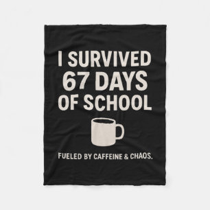 Caffeine And Chaos Funny Teacher Student 6-7 Meme  Fleece Blanket