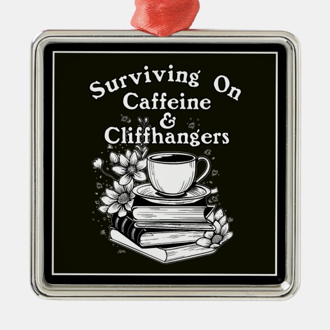 Caffeine And Cliffhangers Metal Tree Decoration (Front)