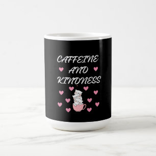 CAFFEINE AND KINDNESS CAT LOVERS CUTE FUNNY COFFEE MUG