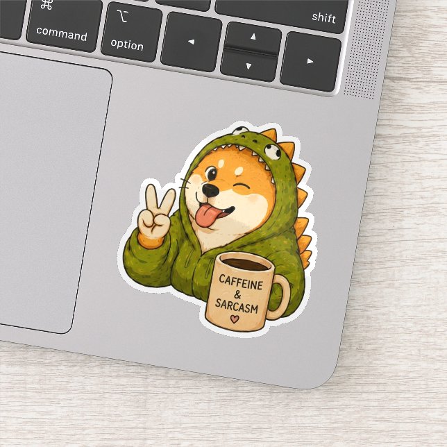 Caffeine And Sarcasm Dog Sticker (Detail)