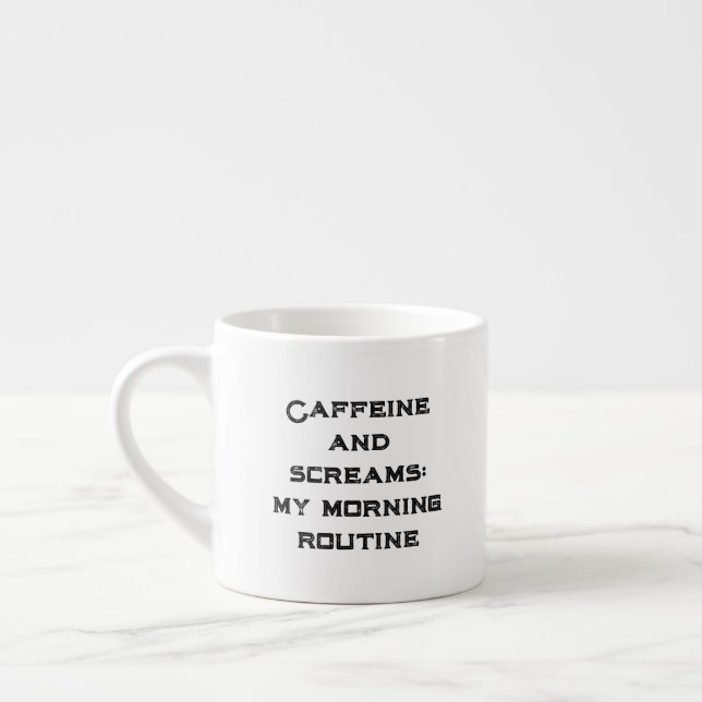 Caffeine And Screams White Halloween Espresso Cup (Left)