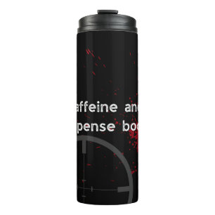 Caffeine and suspense books black thermal tumbler