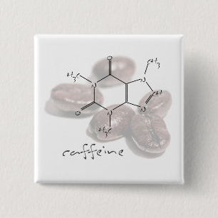 Caffeine beans 15 cm square badge