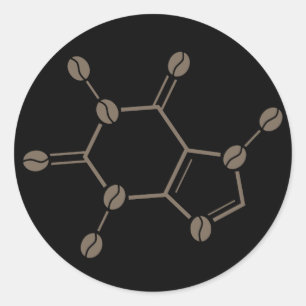 caffeine beans molecule classic round sticker