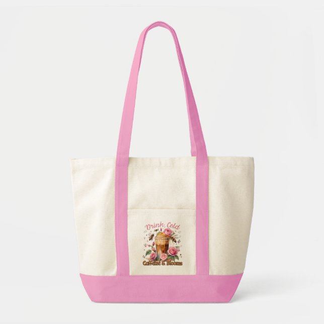 Caffeine & Blooms: Iced Coffee Delight Tote Bag (Front)