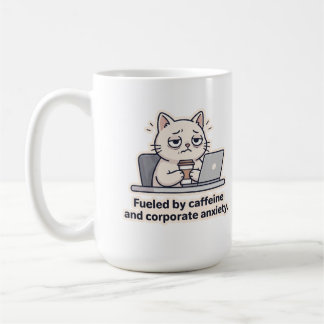 Caffeine Cat Funny Office Burnout Mug