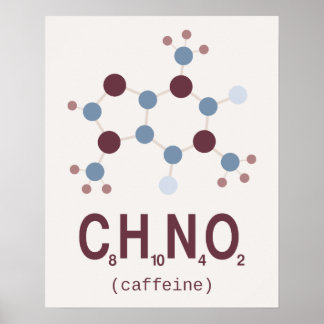 Caffeine Chemical Formula Poster