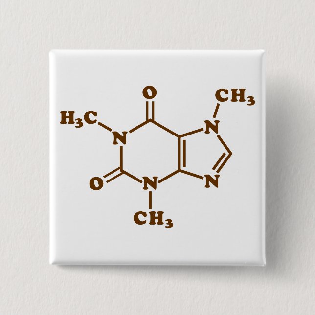 Caffeine Coffee Molecular Chemical Formula 15 Cm Square Badge (Front)