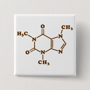 Caffeine Coffee Molecular Chemical Formula 15 Cm Square Badge