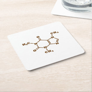 Caffeine Coffee Molecular Chemical Formula Square Paper Coaster